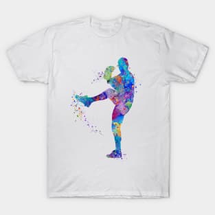 Baseball Boy Pitcher Watercolor T-Shirt